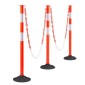 VEVOR 3 Pack Traffic Delineator Posts, Κώνοι ασφαλείας 871 mm με ζυγισμένη βάση, αντανακλαστικές λωρίδες και αλυσίδα, στύλοι οριοθέτησης βαρέως τύπου για εργοτάξιο, χώρος στάθμευσης, έλεγχος πλήθους, κόκκινο