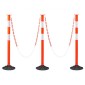 VEVOR 3 Pack Traffic Delineator Posts, Κώνοι ασφαλείας 871 mm με ζυγισμένη βάση, αντανακλαστικές λωρίδες και αλυσίδα, στύλοι οριοθέτησης βαρέως τύπου για εργοτάξιο, χώρος στάθμευσης, έλεγχος πλήθους, κόκκινο
