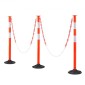 VEVOR 3 Pack Traffic Delineator Posts, Κώνοι ασφαλείας 871 mm με ζυγισμένη βάση, αντανακλαστικές λωρίδες και αλυσίδα, στύλοι οριοθέτησης βαρέως τύπου για εργοτάξιο, χώρος στάθμευσης, έλεγχος πλήθους, κόκκινο