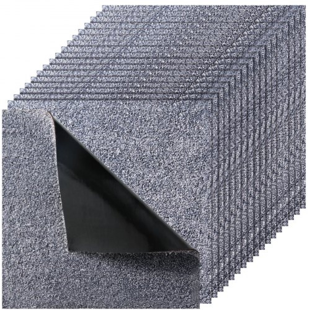 Πλακάκια μοκέτα VEVOR 457x457 mm, 10 συσκευασίες Τετράγωνο χαλί μοκέτα Αποσπώμενο & χωρίς φθορές, Αυτοκόλλητο δάπεδο σπιτιού με μαλακό βελούδινο επένδυση για κάλυψη 2,1 ㎡, Εύκολη DIY για Σαλόνι & Υπνοδωμάτιο, Γκρι
