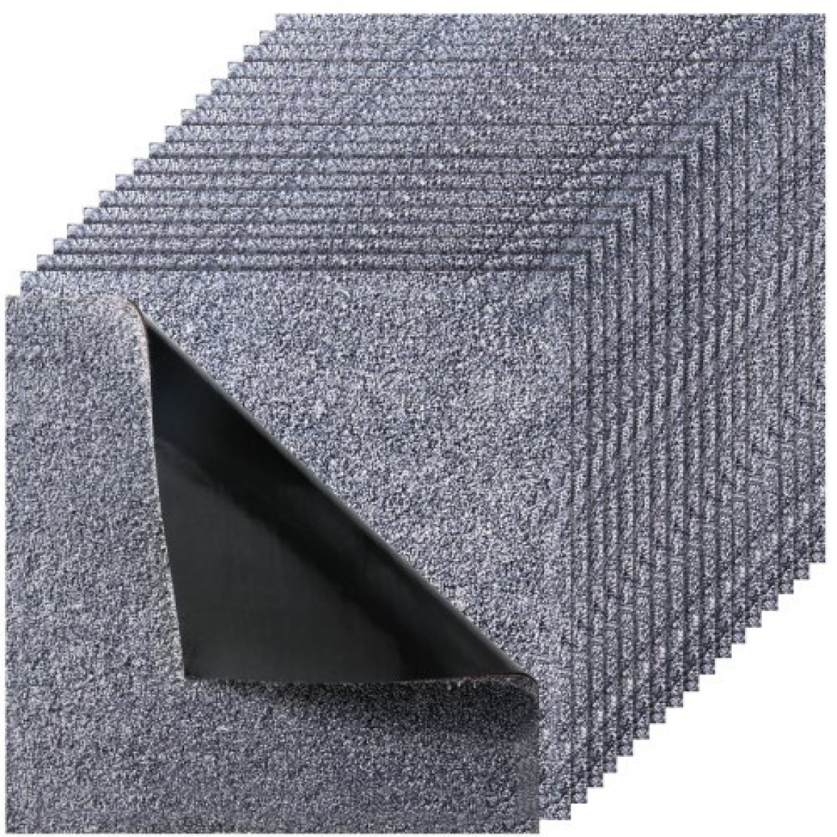 Πλακάκια μοκέτα VEVOR 457x457 mm, 10 συσκευασίες Τετράγωνο χαλί μοκέτα Αποσπώμενο & χωρίς φθορές, Αυτοκόλλητο δάπεδο σπιτιού με μαλακό βελούδινο επένδυση για κάλυψη 2,1 ㎡, Εύκολη DIY για Σαλόνι & Υπνοδωμάτιο, Γκρι