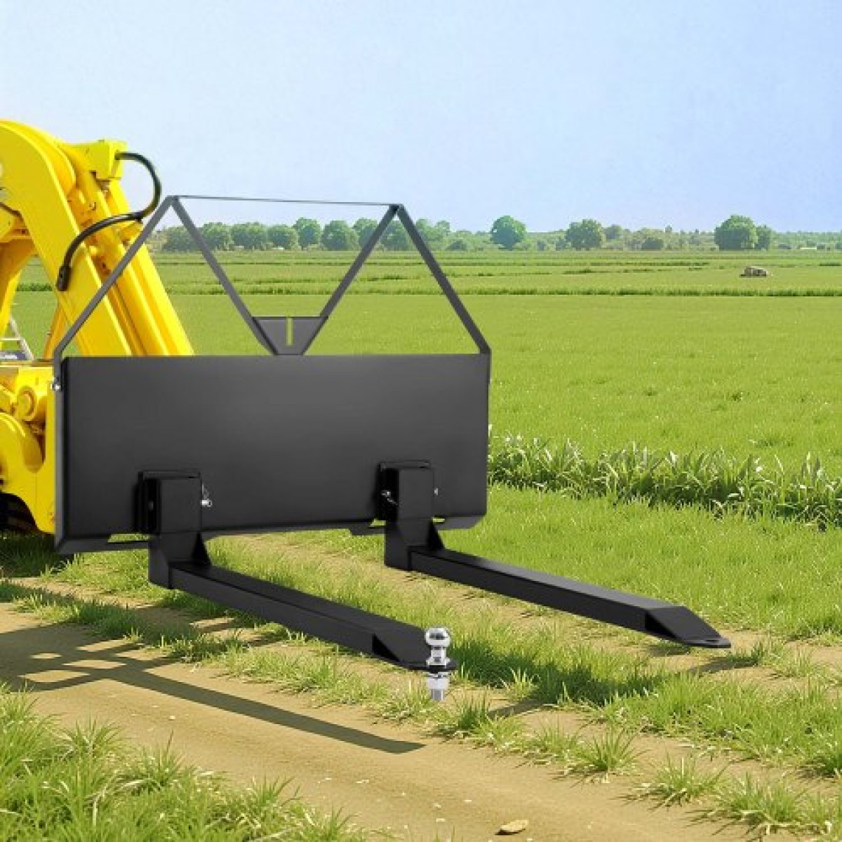 Πιρούνια παλετών VEVOR Skid Steer, ονομαστική χωρητικότητα 1179 kg, Εξάρτημα πλαισίου από πιρούνια παλέτας με λεπίδες πιρουνιών παλέτας 122 cm, δέκτης Ball Hitch 47,6 mm, Σύνδεση Quick Tach για Skid Steers, Tractors