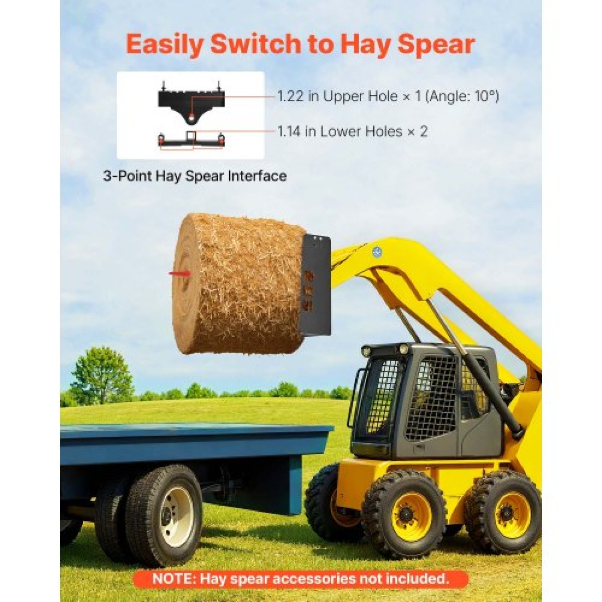 Πλαίσιο παλέτας Skid Steer VEVOR, 1814 kg Ονομαστική χωρητικότητα φορτίου, 115 cm Προσαρτήματα πλαισίου από πιρούνι παλέτας με δέκτη κοτσαδόρου 50,8 mm και μανίκια λόγχης, Κατάλληλο για φορτωτές Τρακτέρ Βάση γρήγορης σύνδεσης, μόνο πλαίσιο