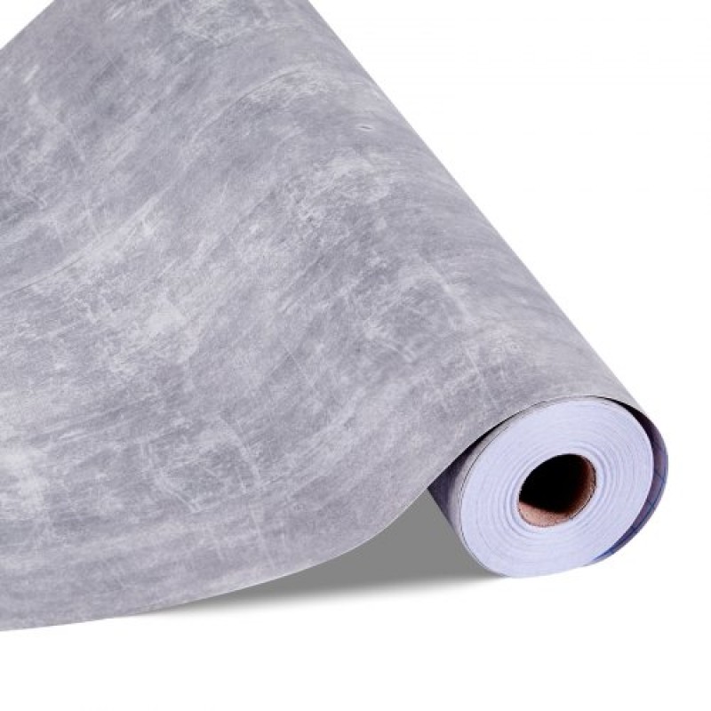 Ταπετσαρία VEVOR Peel and Stick, 40cm x 15m Χαρτί επαφής Waterpoof Αυτοκόλλητο, Εύκολο στο καθάρισμα Διακοσμητικό ρολό τοίχου βινυλίου για υπνοδωμάτιο κουζίνα μπάνιο γραφείου, σκούρο γκρι βιομηχανικό στυλ