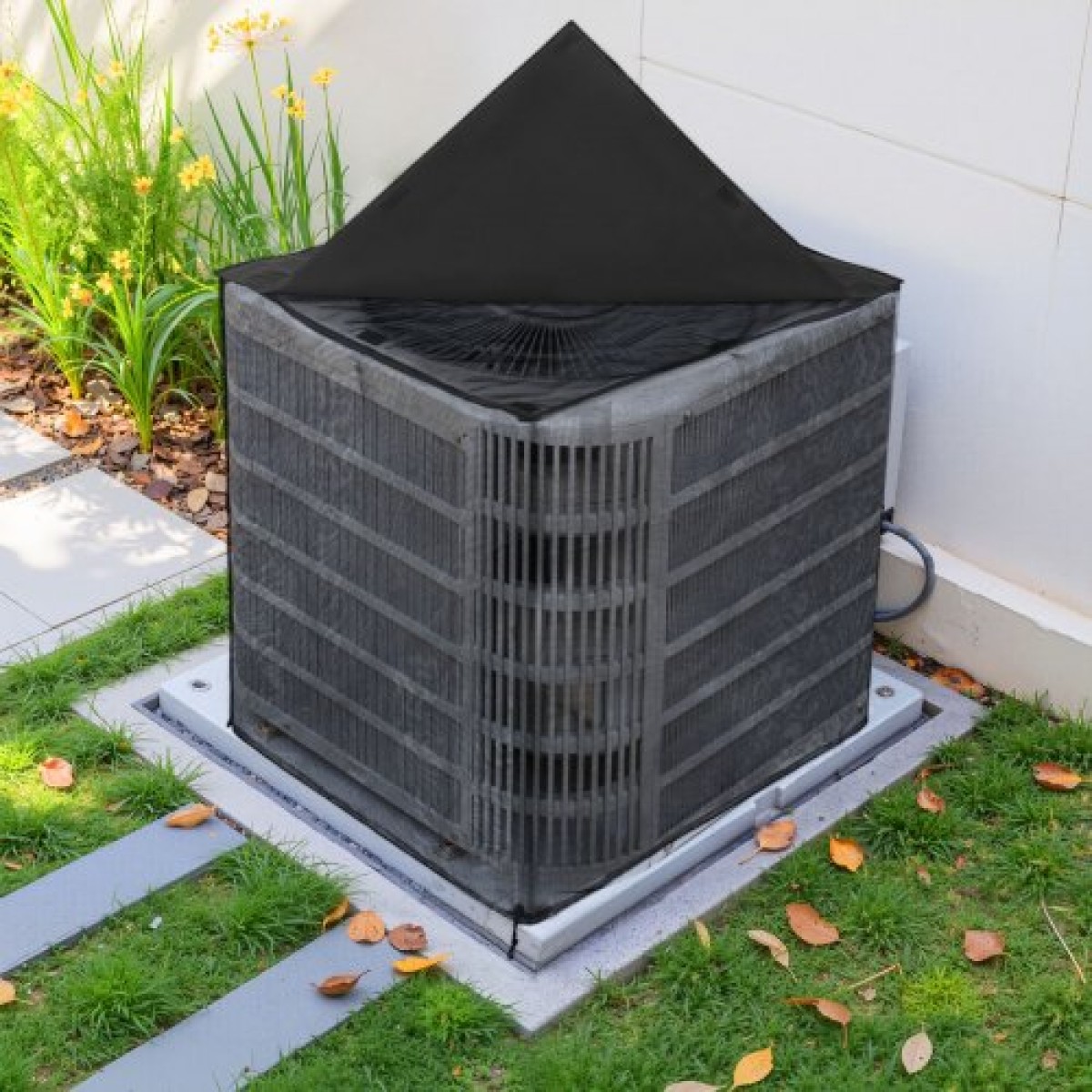 Κάλυμμα κλιματιστικού VEVOR, 812 x 812 x 914 mm Κάλυμμα εναλλασσόμενου ρεύματος για μονάδα κλιματισμού, διπλής στρώσης, αποσπώμενος θόλος, αδιάβροχο πολυεστέρας, Universal HVAC Protector για εξωτερική εξωτερική μονάδα AC, Μαύρο