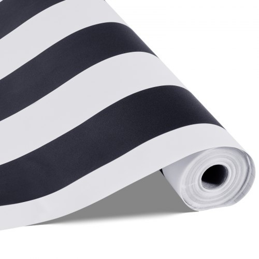 Ταπετσαρία VEVOR Peel and Stick, 45cm x 15m Χαρτί Επαφής Μαύρο Λευκό Μοντέρνο Γεωμετρικό Αδιάβροχο Αυτοκόλλητο, Εύκολο Καθαρισμός Τοίχου Διακοσμητικό Ρολό Βινυλίου για Υπνοδωμάτιο Κουζίνα Γραφείο Μπάνιο