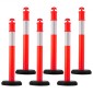 VEVOR 6 Pack Traffic Delineator Posts, 1140 mm Traffic Safety Cones with fillable Base and Refleks strips, Heavy Duty Delineator Posts for Construction, Parking, Crowd Control, Red