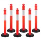 VEVOR 6 Pack Traffic Delineator Posts, 1140 mm Traffic Safety Cones with fillable Base and Refleks strips, Heavy Duty Delineator Posts for Construction, Parking, Crowd Control, Red