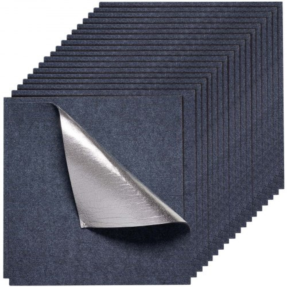 Πλακάκια μοκέτα VEVOR 610x610 mm, τετράγωνο χαλί με φλούδα και ραβδί 15 συσκευασιών, αυτοκόλλητο εμπορικό δάπεδο με μαλακή επένδυση για κάλυμμα χωρίς ραφή 5,6㎡, Εύκολη αντικατάσταση για το γραφείο του σαλονιού, γκρι