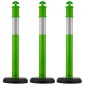VEVOR 3 Pack Traffic Delineator Posts, 1140 mm Traffic Safety Cones with fillable Base and Refleks strips, Heavy Duty Delineator Posts for Construction, Parking, Crowd Control, Green