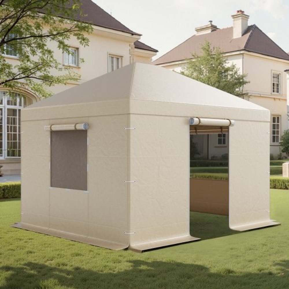 VEVOR Winter Gazebo Cover Fits 3.07 x 3.67 m Hardtop Gazebos, All-Weather Gazebo Cover with Sidewalls & Windows, High-Density PE Material, Enclosed Storage Shelter Covers, Gazebos not Included