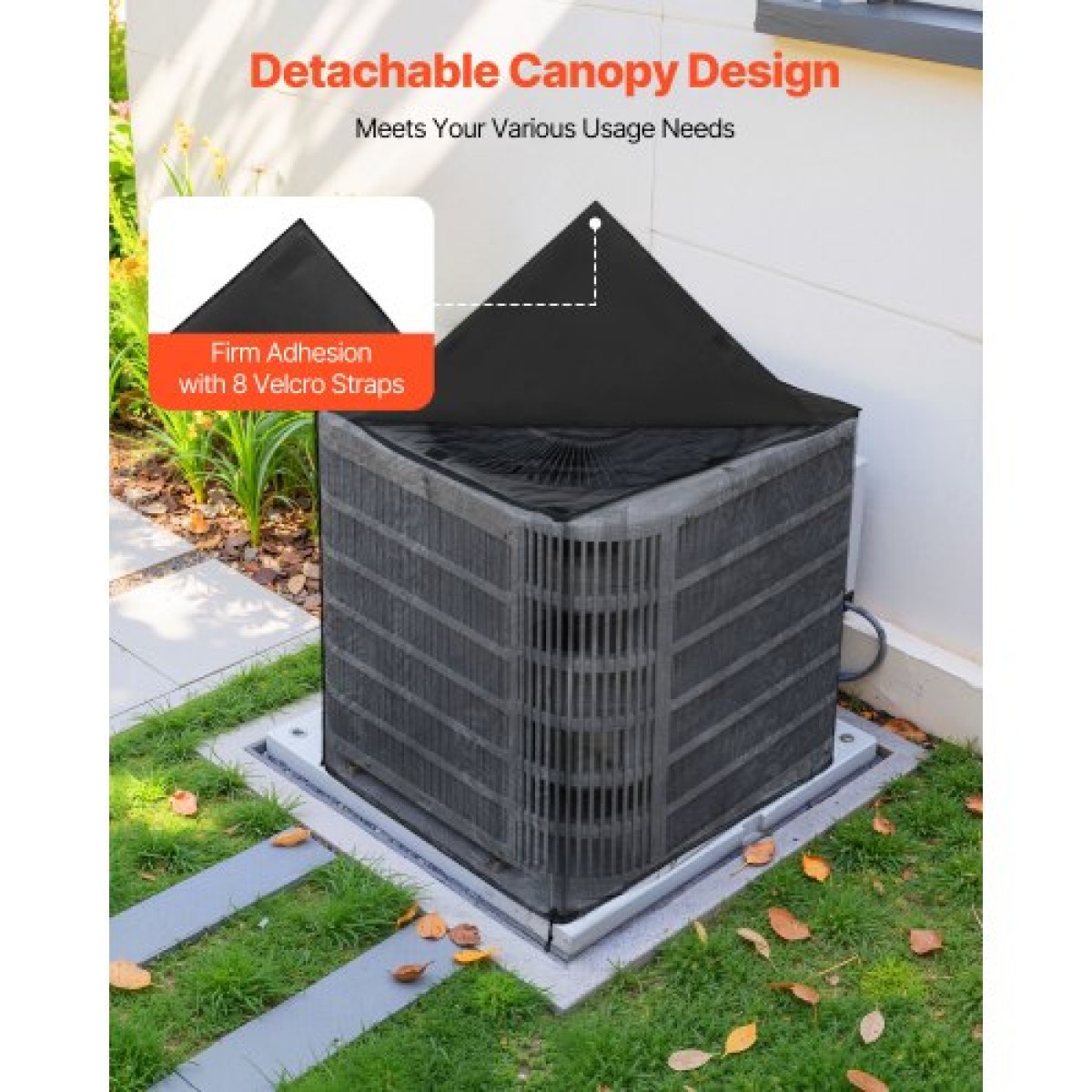 Κάλυμμα κλιματιστικού VEVOR, 914 x 914 x 1010 mm Κάλυμμα εναλλασσόμενου ρεύματος για μονάδα κλιματισμού, διπλής στρώσης, αποσπώμενος θόλος, αδιάβροχο πολυεστέρας, Universal HVAC Protector για εξωτερική εξωτερική μονάδα AC, Μαύρο