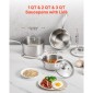 Σετ κατσαρόλας από ανοξείδωτο χάλυβα VEVOR, 1 QT & 2 QT & 3 κατσαρόλες QT με γυάλινο καπάκι, αντικολλητική κατσαρόλα πολλαπλών χρήσεων από ανοξείδωτο χάλυβα με εργονομική λαβή, φιλική για φούρνο, πλυντήριο πιάτων, επαγωγική κουζίνα