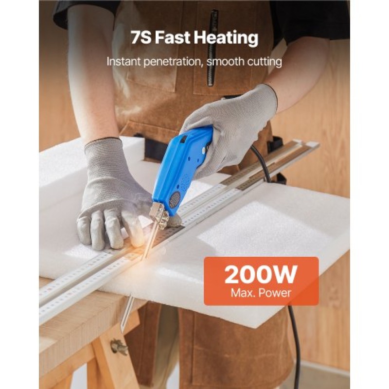 VEVOR Hot Knife Foam Cutter, Ηλεκτρικό εργαλείο κοπής αφρού 200W, 50℃ - 500℃ Ρυθμιζόμενο κόφτη από φελιζόλ με λεπίδες κοπής 150mm & 200mm για σανίδα KT, Πολυαιθυλένιο, Σφουγγάρι, Καουτσούκ - Περιλαμβάνεται κιβώτιο εργαλείων