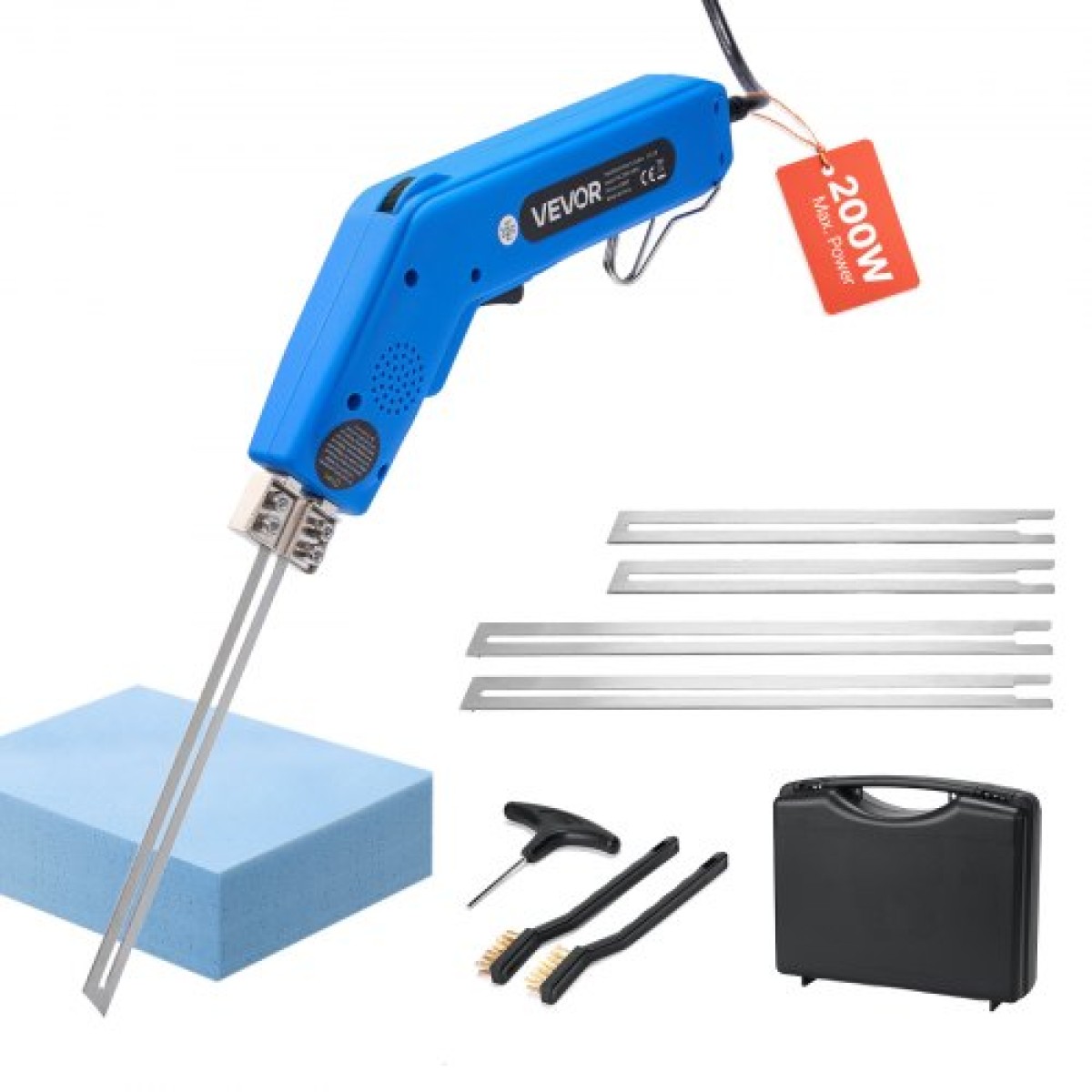 VEVOR Hot Knife Foam Cutter, Ηλεκτρικό εργαλείο κοπής αφρού 200W, 50℃ - 500℃ Ρυθμιζόμενο κόφτη από φελιζόλ με λεπίδες κοπής 150mm & 200mm για σανίδα KT, Πολυαιθυλένιο, Σφουγγάρι, Καουτσούκ - Περιλαμβάνεται κιβώτιο εργαλείων