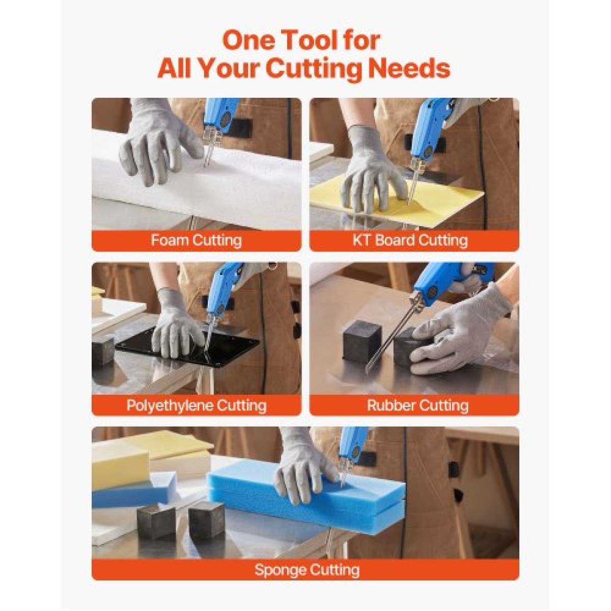 VEVOR Hot Knife Foam Cutter, Ηλεκτρικό εργαλείο κοπής αφρού 200W, 50℃ - 500℃ Ρυθμιζόμενο κόφτη από φελιζόλ με λεπίδες κοπής 150mm & 200mm για σανίδα KT, Πολυαιθυλένιο, Σφουγγάρι, Καουτσούκ - Περιλαμβάνεται κιβώτιο εργαλείων