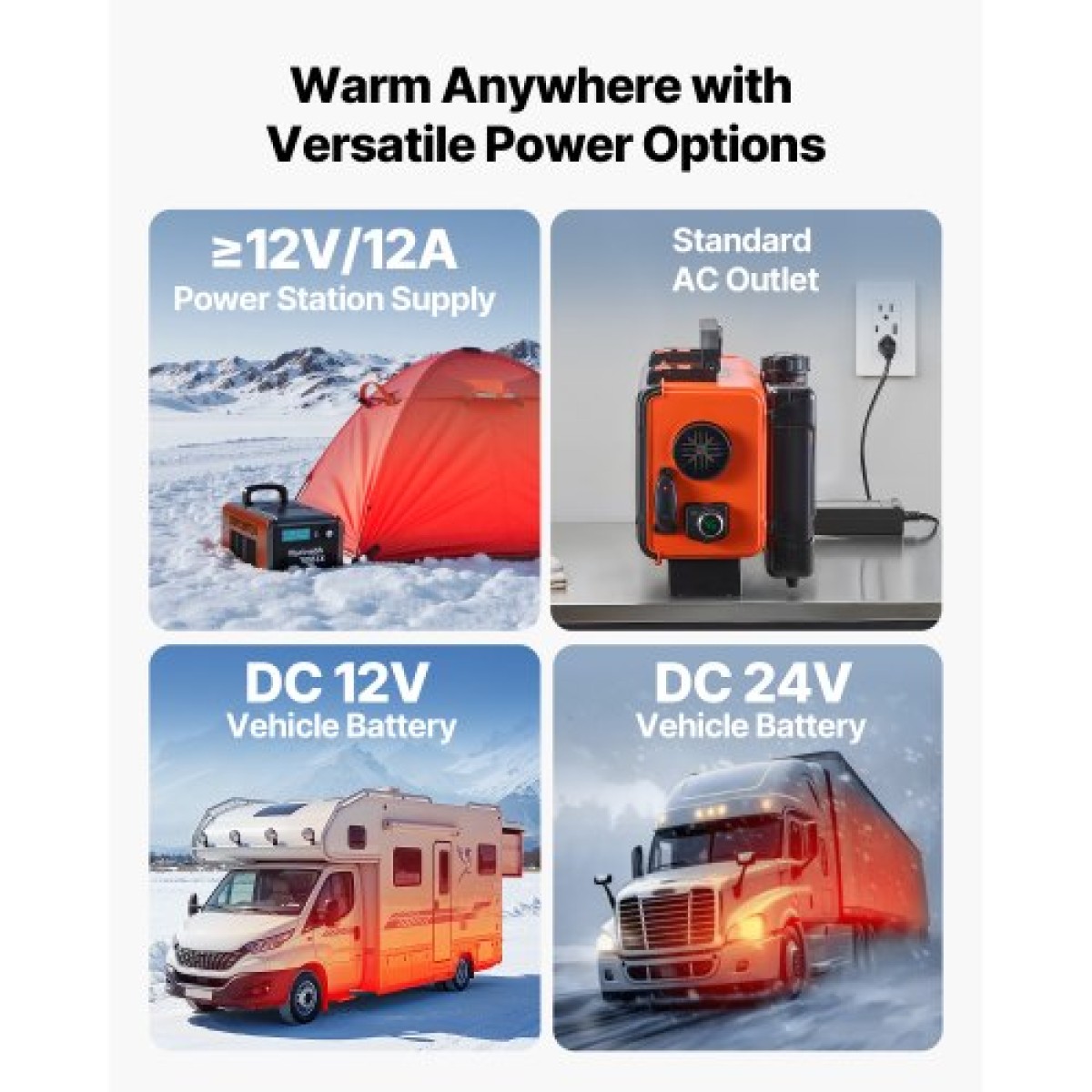VEVOR Diesel Heater, 5-8KW, DC 12V/24V, All in One Φορητός αερόθερμος ντίζελ με τηλεχειριστήριο και οθόνη LCD, γρήγορη θέρμανση χαμηλού θορύβου, δεξαμενή καυσίμου 4,5 L για φορτηγά, φορτηγά, RV, τροχόσπιτα και γκαράζ