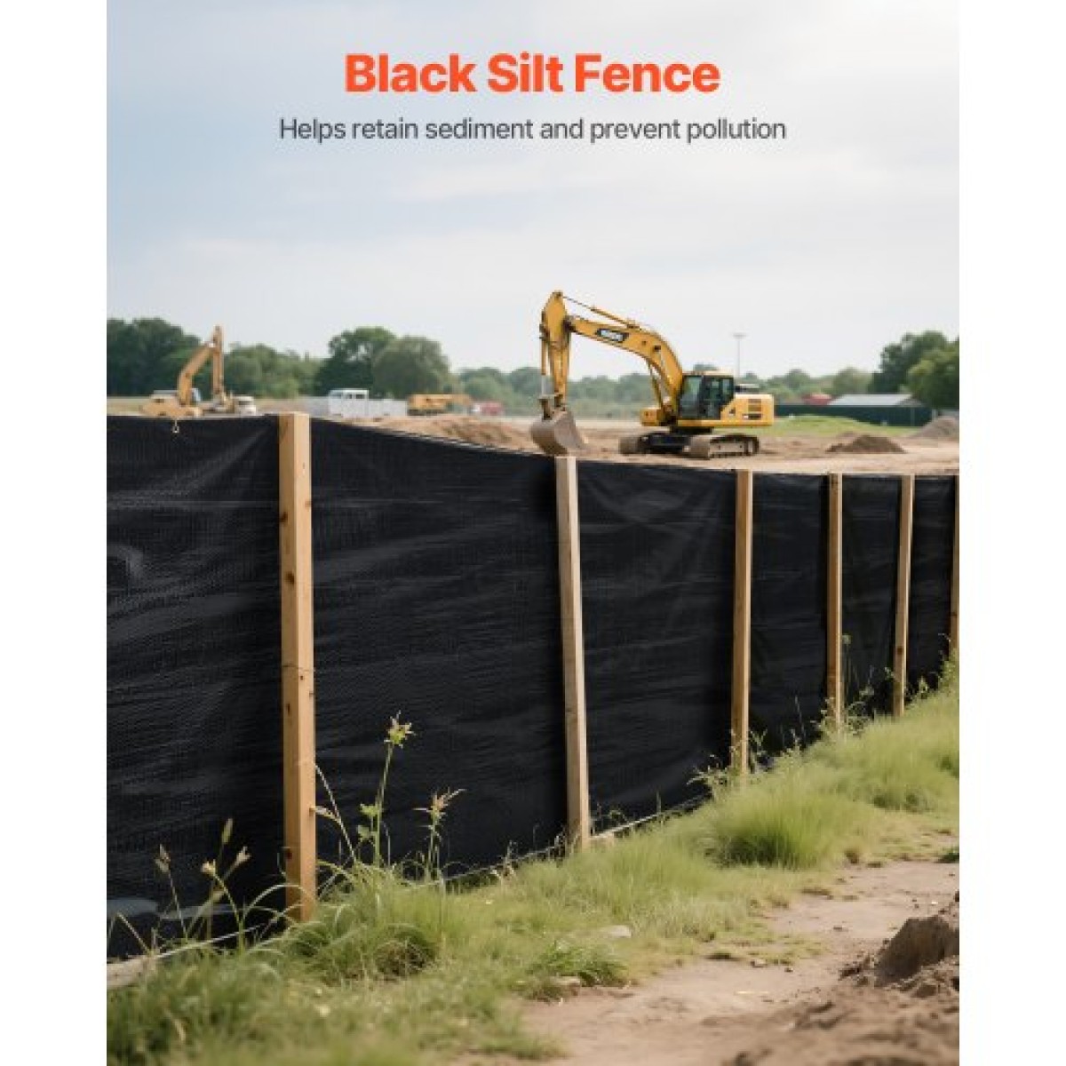 Ρολό από ύφασμα VEVOR Silt Fence, 0,91 x 152,4 m Περίφραξη ελέγχου διάβρωσης, σκληρά υφάσματα πολυπροπυλενίου βιομηχανικής ποιότητας για κατακράτηση ιζημάτων, προσωρινό ύφασμα για εργοτάξια