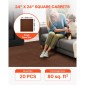 VEVOR Πλακάκια Μοκέτας 610x610 mm, 20 ΤΕΜ Χαλιά με ξεφλούδισμα και ραβδί τετράγωνο χαλί, αυτοκόλλητο εμπορικό δάπεδο με μαλακή επένδυση για κάλυμμα χωρίς ραφή 7.4㎡, Εύκολη αντικατάσταση για το γραφείο του σαλονιού, σκούρο καφέ