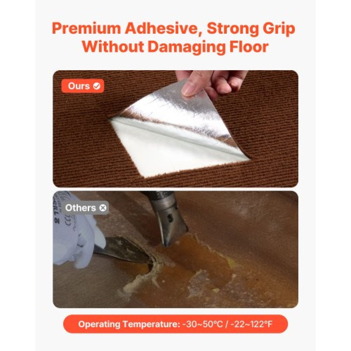 VEVOR Πλακάκια Μοκέτας 610x610 mm, 20 ΤΕΜ Χαλιά με ξεφλούδισμα και ραβδί τετράγωνο χαλί, αυτοκόλλητο εμπορικό δάπεδο με μαλακή επένδυση για κάλυμμα χωρίς ραφή 7.4㎡, Εύκολη αντικατάσταση για το γραφείο του σαλονιού, σκούρο καφέ
