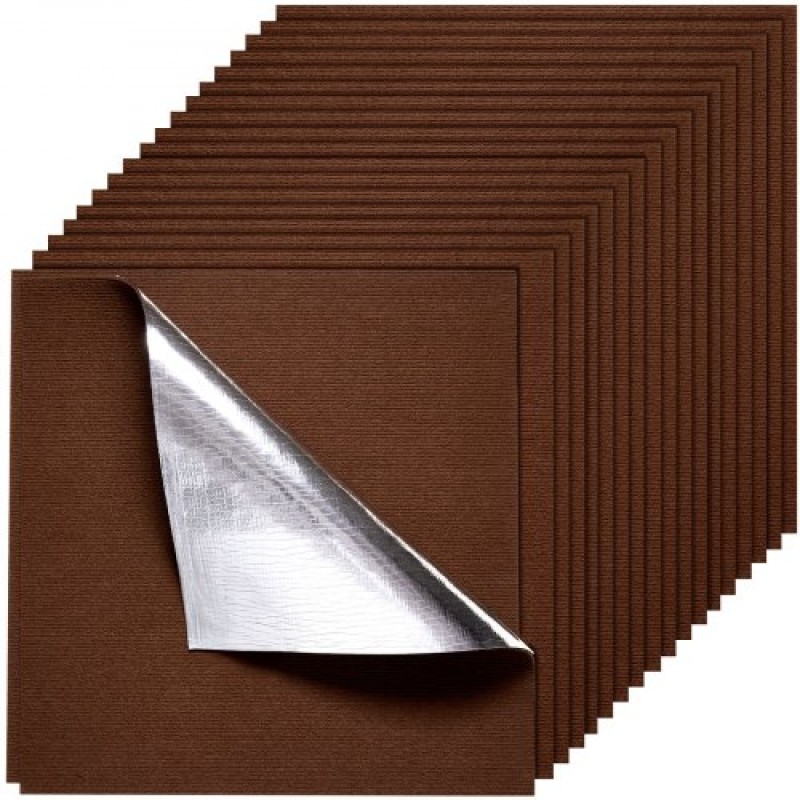 VEVOR Πλακάκια Μοκέτας 610x610 mm, 20 ΤΕΜ Χαλιά με ξεφλούδισμα και ραβδί τετράγωνο χαλί, αυτοκόλλητο εμπορικό δάπεδο με μαλακή επένδυση για κάλυμμα χωρίς ραφή 7.4㎡, Εύκολη αντικατάσταση για το γραφείο του σαλονιού, σκούρο καφέ