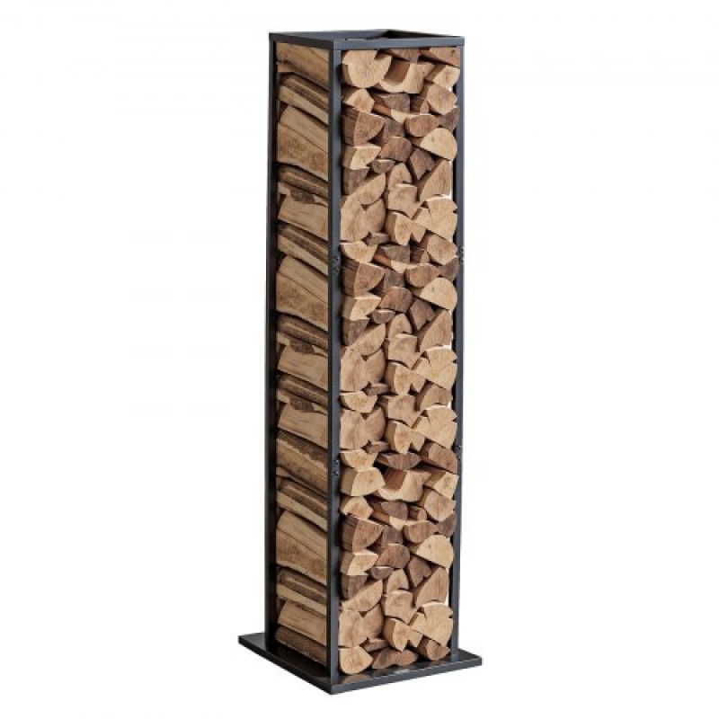 VEVOR Εσωτερική σχάρα καυσόξυλων, 33 × 32 × 112 cm Στήριγμα στοίβαξης κορμών, χωράει έως 45 κιλά, Ψηλή βάση αποθήκευσης ξύλου, θήκη για καυσόξυλα από χάλυβα με επίστρωση πούδρας, ράφι βαρέως τύπου ξύλου για τζάκι