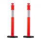 VEVOR 2 Pack Traffic Delineator Posts, 1140 mm Traffic Safety Cons with σταθμισμένη βάση και αντανακλαστικές λωρίδες, Heavy Duty Delineator Posts για εργοτάξιο, Χώρος στάθμευσης, Crowd Control, κόκκινο