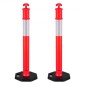 VEVOR 2 Pack Traffic Delineator Posts, 1140 mm Traffic Safety Cons with σταθμισμένη βάση και αντανακλαστικές λωρίδες, Heavy Duty Delineator Posts για εργοτάξιο, Χώρος στάθμευσης, Crowd Control, κόκκινο