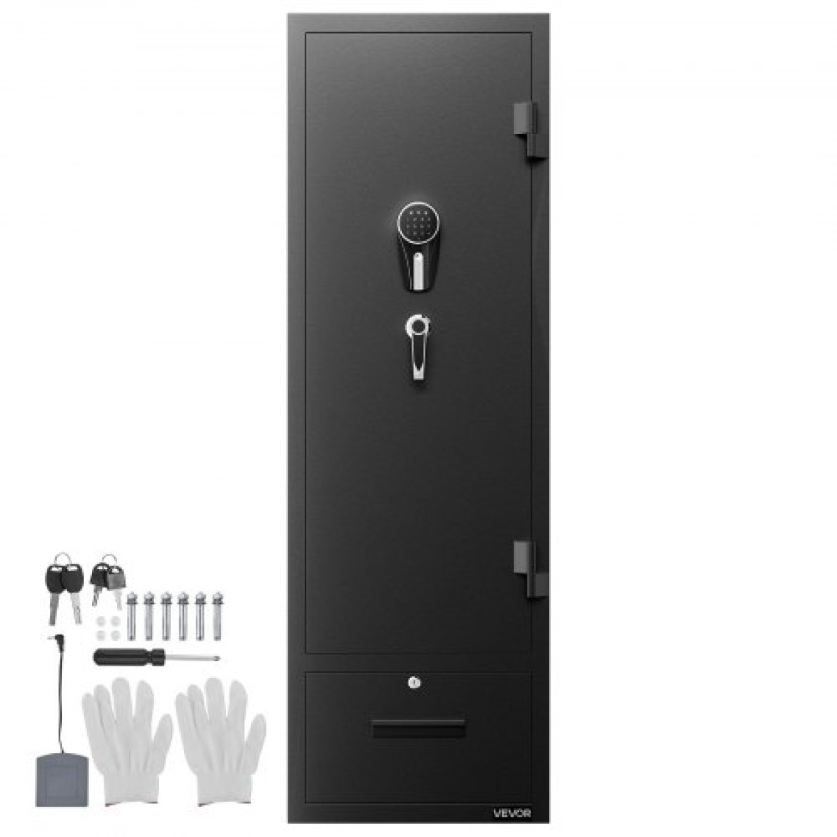 Χρηματοκιβώτιο VEVOR 4 Gun Safe, Μακρύ ντουλάπι όπλων για τουφέκια και πιστόλια, Θυρίδα ασφαλείας γρήγορης πρόσβασης με 2 υποδοχές πυρομαχικών, 2 τσέπες πιστολιού & 2 ρυθμιζόμενες βάσεις, μεγάλο ψηφιακό ντουλάπι με κλειδαριά κλειδιού και κωδικού πρόσβ