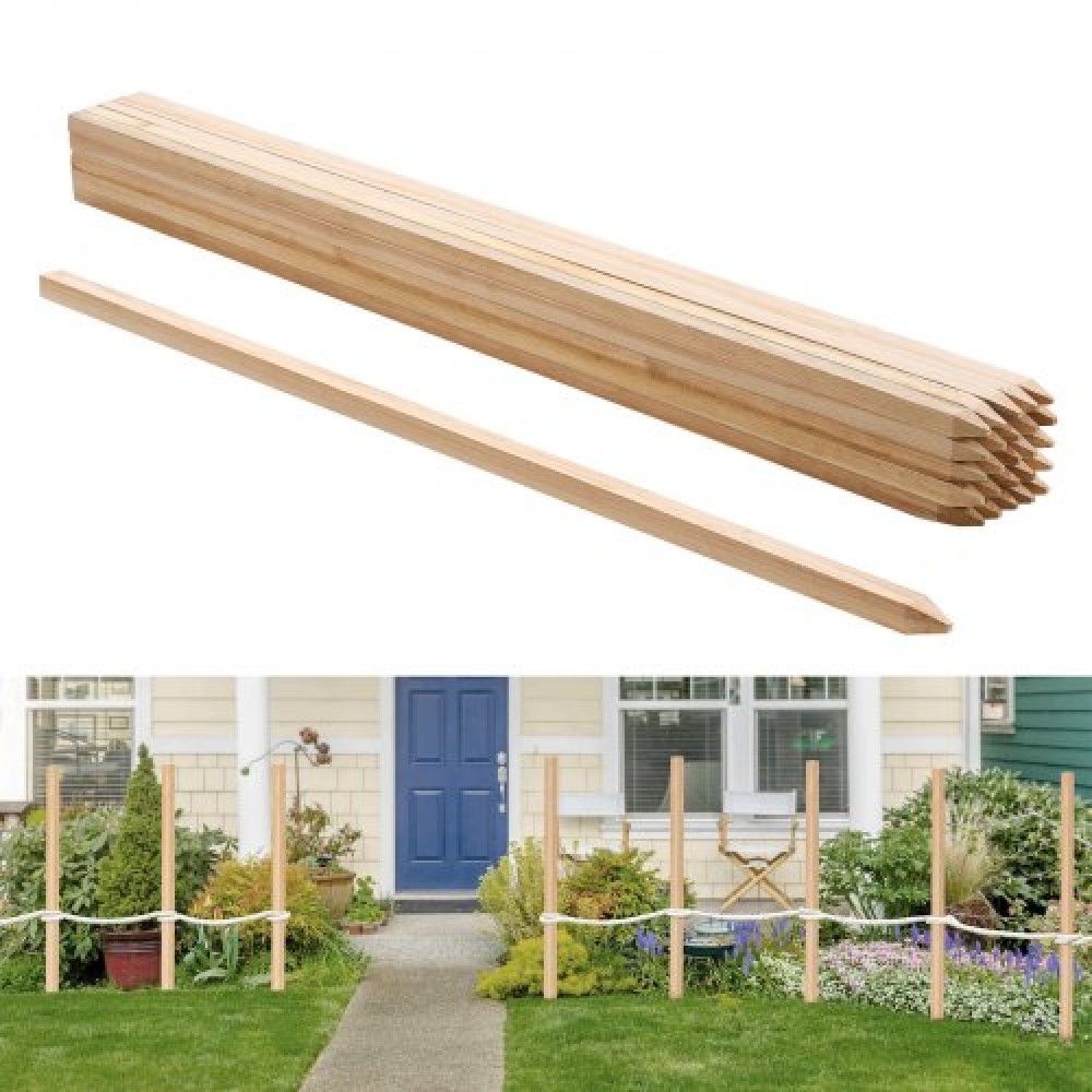 VEVOR Wooden Garden Stakes, 25 Pcs 19.05×19.05×1219.2 mm Survey Grading Stakes, Garden Ground Stake with Sharp Point, Fir Wood Plant Support Stake, Sign Posts for Silt Fence Yard Boundary Baselines
