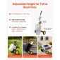 VEVOR Garden Pot Mover, Heavy Duty Plant Dolly Cart με ρυθμιζόμενο βραχίονα λαβής, μέγιστη χωρητικότητα βάρους 65 kg, Potted Plant Mover Dolly με βεντούζα και ασφαλή κλειδαριά, Ταιριάζει για χρήση σε εσωτερικούς και εξωτερικούς χώρους