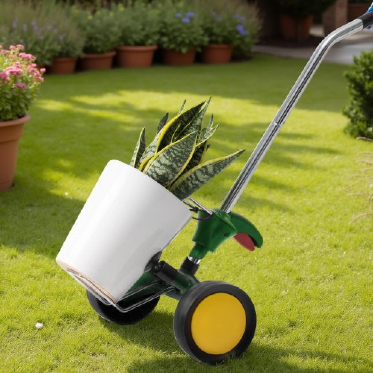 VEVOR Garden Pot Mover, Heavy Duty Plant Dolly Cart με ρυθμιζόμενο βραχίονα λαβής, μέγιστη χωρητικότητα βάρους 65 kg, Potted Plant Mover Dolly με βεντούζα και ασφαλή κλειδαριά, Ταιριάζει για χρήση σε εσωτερικούς και εξωτερικούς χώρους