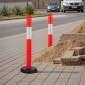 VEVOR 2 Pack Traffic Delineator Posts, 1140 mm Traffic Safety Cones with fillable Base and Refleks strips, Heavy Duty Delineator Posts for Construction, Parking, Crowd Control, Red