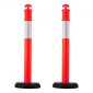 VEVOR 2 Pack Traffic Delineator Posts, 1140 mm Traffic Safety Cones with fillable Base and Refleks strips, Heavy Duty Delineator Posts for Construction, Parking, Crowd Control, Red