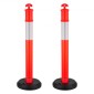 VEVOR 2 Pack Traffic Delineator Posts, 1140 mm Traffic Safety Cones with fillable Base and Refleks strips, Heavy Duty Delineator Posts for Construction, Parking, Crowd Control, Red