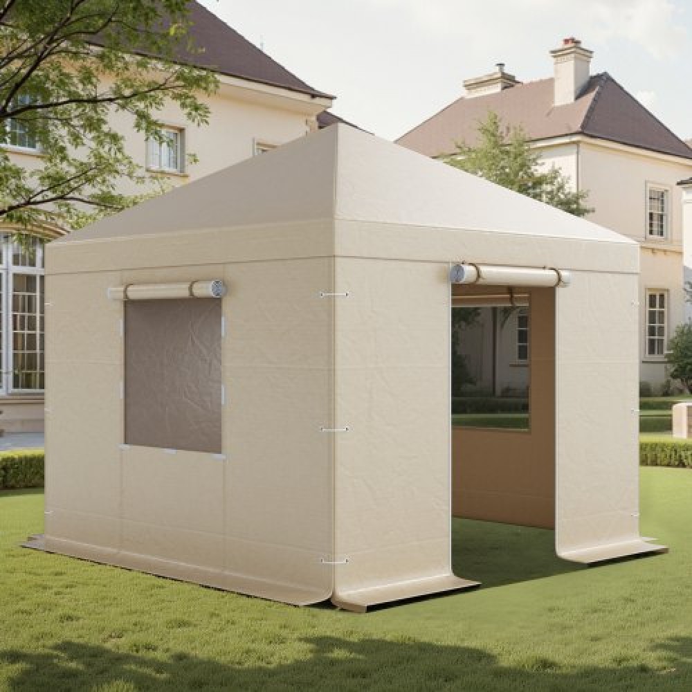 VEVOR Winter Gazebo Cover Fits 3.05 x 3.05 m Hardtop Gazebos, All-Weather Gazebo Cover with Sidewalls & Windows, High-Density PE Material, Enclosed Storage Shelter Covers, Gazebos not Included
