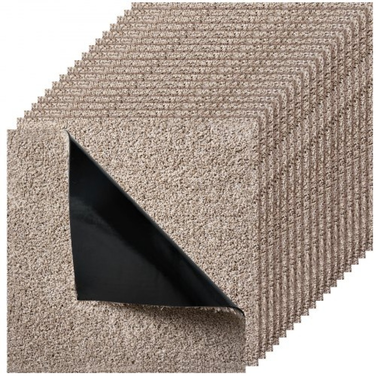 Πλακάκια μοκέτα VEVOR 457x457 mm, 10 συσκευασίες Τετράγωνο χαλί χαλί Αποσπώμενο & χωρίς φθορές, Αυτοκόλλητο δάπεδο σπιτιού με μαλακό βελούδινο κάλυμμα για κάλυψη 2,1 ㎡, Εύκολη DIY για σαλόνι & υπνοδωμάτιο, ανοιχτό καφέ
