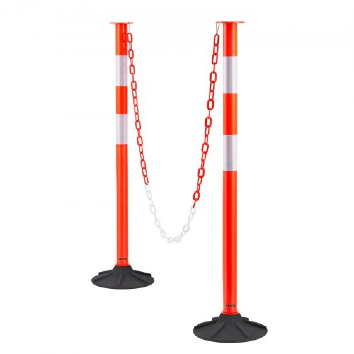 VEVOR 4 Pack Traffic Delineator Posts, 871 mm Traffic Safety Cones με σταθμισμένη βάση, αντανακλαστικές λωρίδες και αλυσίδα, στύλοι οριοθέτησης βαρέως τύπου για εργοτάξιο, χώρος στάθμευσης, έλεγχος πλήθους, κόκκινο