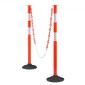 VEVOR 4 Pack Traffic Delineator Posts, 871 mm Traffic Safety Cones με σταθμισμένη βάση, αντανακλαστικές λωρίδες και αλυσίδα, στύλοι οριοθέτησης βαρέως τύπου για εργοτάξιο, χώρος στάθμευσης, έλεγχος πλήθους, κόκκινο