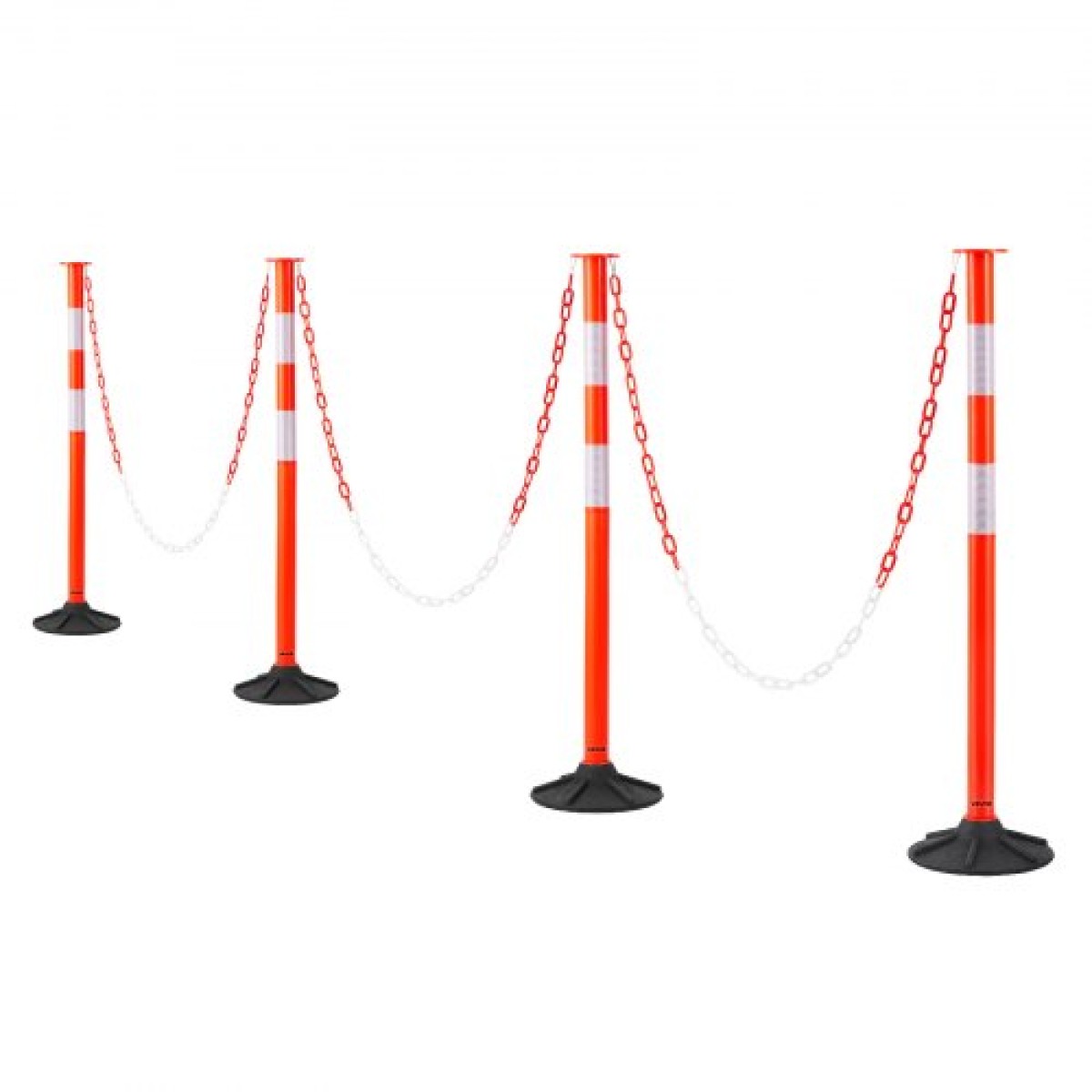 VEVOR 4 Pack Traffic Delineator Posts, 871 mm Traffic Safety Cones με σταθμισμένη βάση, αντανακλαστικές λωρίδες και αλυσίδα, στύλοι οριοθέτησης βαρέως τύπου για εργοτάξιο, χώρος στάθμευσης, έλεγχος πλήθους, κόκκινο