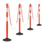 VEVOR 4 Pack Traffic Delineator Posts, 871 mm Traffic Safety Cones με σταθμισμένη βάση, αντανακλαστικές λωρίδες και αλυσίδα, στύλοι οριοθέτησης βαρέως τύπου για εργοτάξιο, χώρος στάθμευσης, έλεγχος πλήθους, κόκκινο