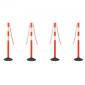 VEVOR 4 Pack Traffic Delineator Posts, 871 mm Traffic Safety Cones με σταθμισμένη βάση, αντανακλαστικές λωρίδες και αλυσίδα, στύλοι οριοθέτησης βαρέως τύπου για εργοτάξιο, χώρος στάθμευσης, έλεγχος πλήθους, κόκκινο