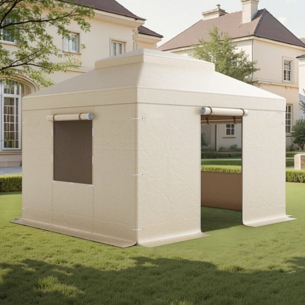 VEVOR Winter Gazebo Cover Fits 3.05 x 3.65 m Hardtop Gazebos, All-Weather Double-Tiered Gazebo Cover with Sidewalls &  Windows, High-Density PE Enclosed Storage Shelter Covers, Gazebos not Included