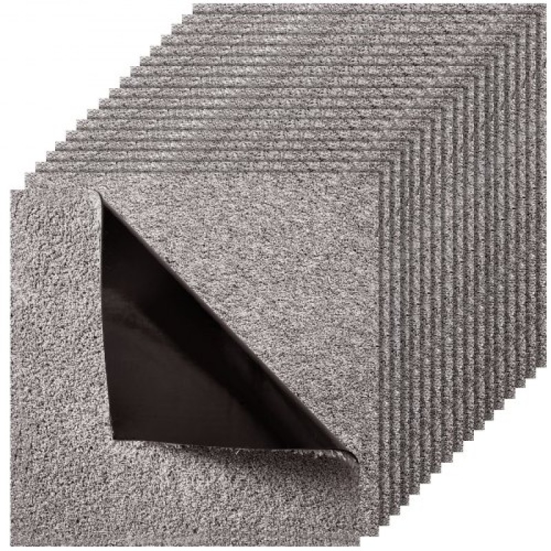 Πλακάκια μοκέτα VEVOR 457x457 mm, 10 συσκευασίες τετράγωνο χαλί μοκέτα Αποσπώμενο & χωρίς φθορές, Αυτοκόλλητο δάπεδο σπιτιού με μαλακό βελούδινο επένδυση για κάλυψη 2,1 ㎡, Εύκολη DIY για σαλόνι & υπνοδωμάτιο, σκούρο καφέ
