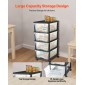 VEVOR Plastic Storage Drawers Cart, 4 Drawers Storage Organizer με ρόδες, Rolling Clocket Organisation and Storage Diviers, Dresser Organizer Clear Bins για είδη γραφείου, αίθουσες χειροτεχνίας, αίθουσες διδασκαλίας