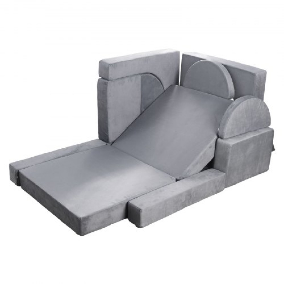 VEVOR Modular παιδικός καναπές παιχνιδιού, τμηματικός παιδικός καναπές με υποβραχιόνια, 28D σφουγγάρι & κοντό πέλος, Convertible παιδικός αρθρωτός καναπές DIY Creative Combination for Playroom, Υπνοδωμάτιο, Σαλόνι, 14 τμχ, Γκρι