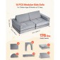 VEVOR Modular παιδικός καναπές παιχνιδιού, τμηματικός παιδικός καναπές με υποβραχιόνια, 28D σφουγγάρι & κοντό πέλος, Convertible παιδικός αρθρωτός καναπές DIY Creative Combination for Playroom, Υπνοδωμάτιο, Σαλόνι, 14 τμχ, Γκρι