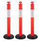VEVOR 3 Pack Traffic Delineator Posts, 1140 mm Traffic Safety Cones with fillable Base and Refleks strips, Heavy Duty Delineator Stills for Construction, Parking, Crowd Control, Red