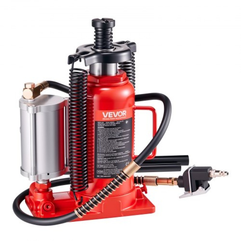 VEVOR Air Hydraulic Bottle Jack, χωρητικότητα φορτίου 20 τόννων, εύρος ανύψωσης 260-495 mm, πνευματικός/χειροκίνητος συγκολλημένος γρύλος φιάλης βαρέως τύπου με αντλία για αυτοκίνητο, Pickup, Truck, RV, SUV, Auto Repair, House Lift, Κόκκινο