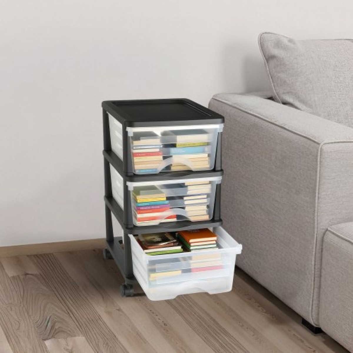 VEVOR Plastic Storage Drawers Cart, 3 Drawers Storage Organizer με ρόδες, Rolling Closet Organizer and Storage Dividers, Dresser Organizer Clear Bins για είδη γραφείου, Αίθουσες χειροτεχνίας, αίθουσες διδασκαλίας